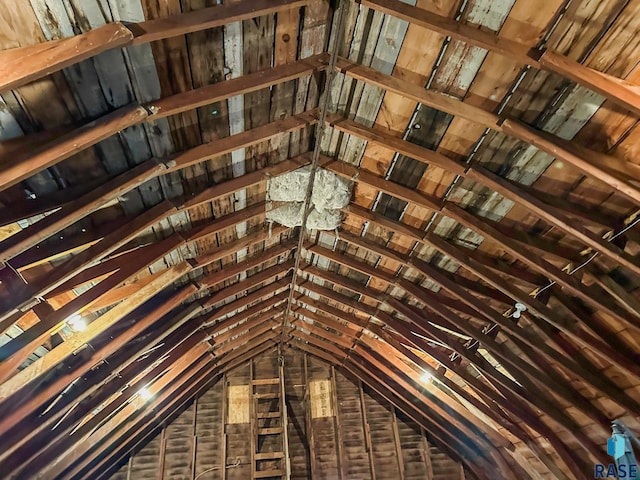 view of unfinished attic