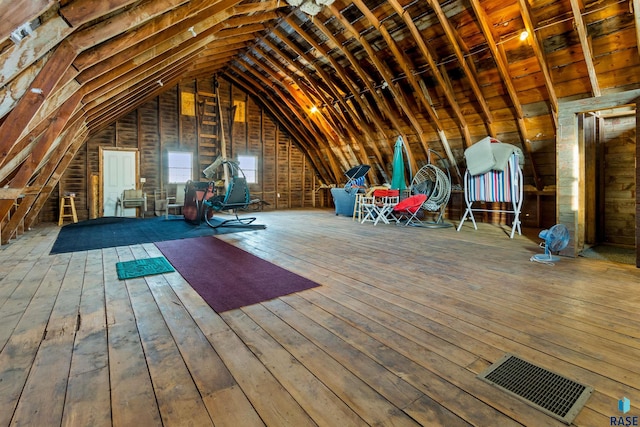 view of unfinished attic