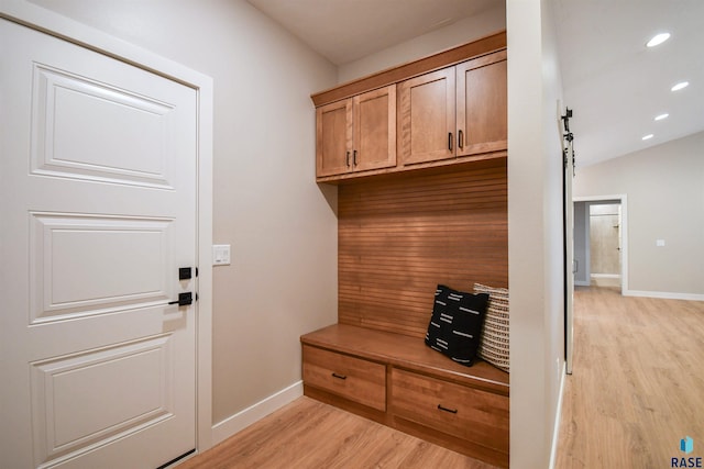 mudroom featuring light hardwood / wood-style floors