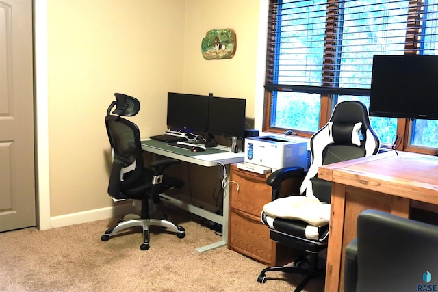 office featuring light colored carpet and a wealth of natural light