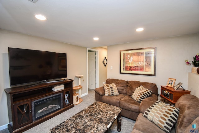 living room featuring carpet flooring