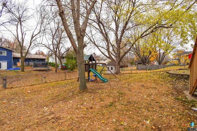 view of yard featuring a playground