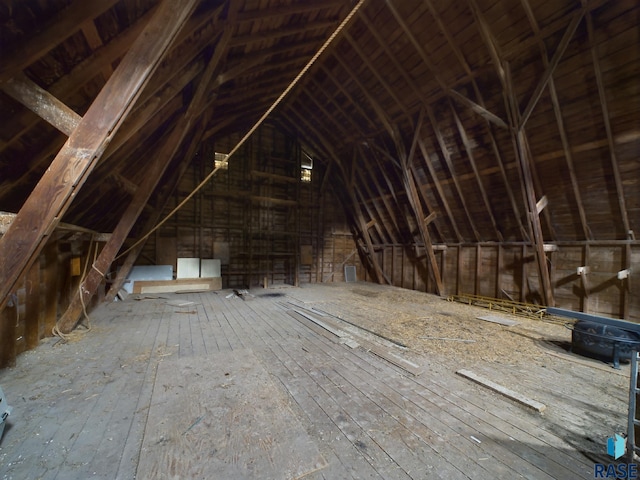 view of unfinished attic