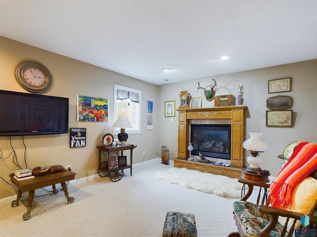 living room with carpet flooring