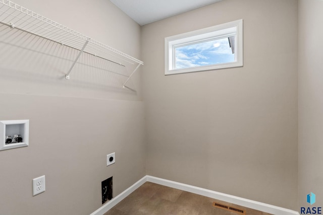 laundry area featuring hookup for an electric dryer and washer hookup