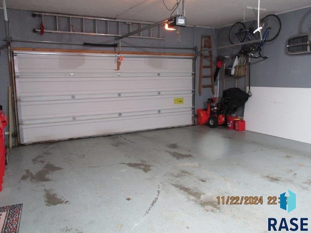 garage with a garage door opener