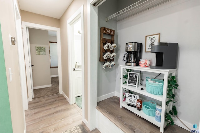 hall featuring light hardwood / wood-style flooring