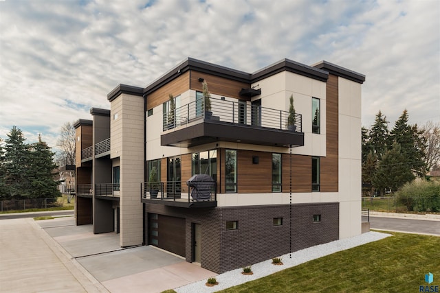 view of building exterior featuring a garage