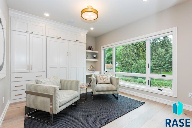 living area with light wood-type flooring