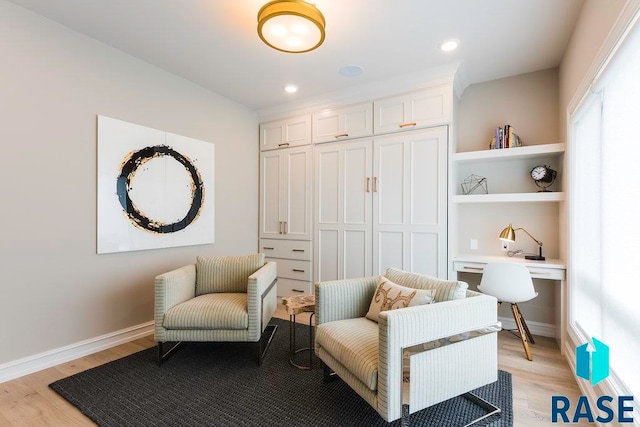 living area featuring light hardwood / wood-style flooring