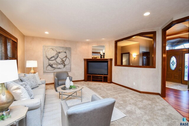 living room with wood-type flooring