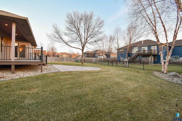 view of yard with a patio and a deck