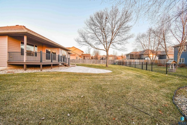 view of yard with a patio and a deck