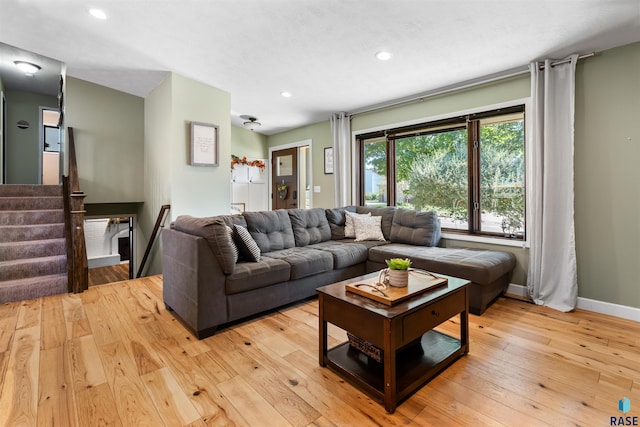 living room featuring light wood-type flooring