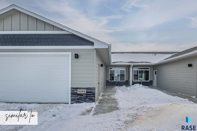 exterior space featuring a garage