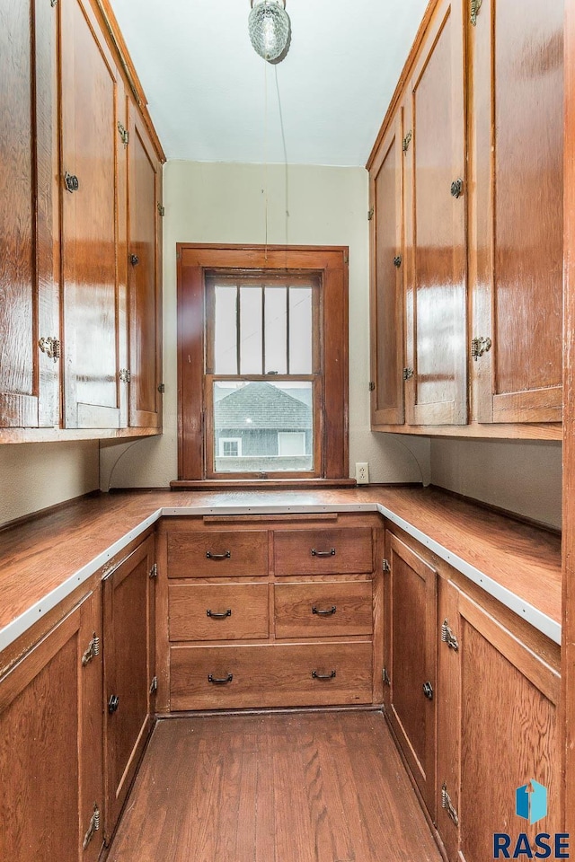 kitchen featuring dark hardwood / wood-style flooring