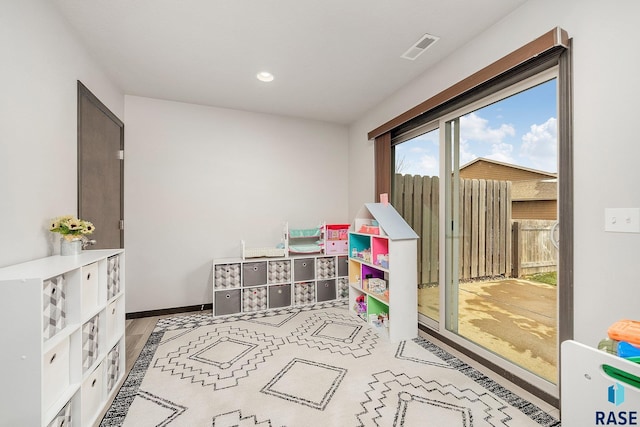 playroom featuring light hardwood / wood-style floors