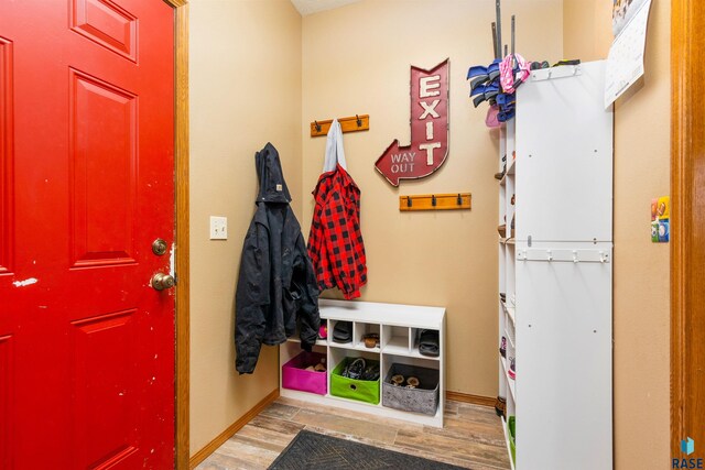 mudroom with light wood-type flooring