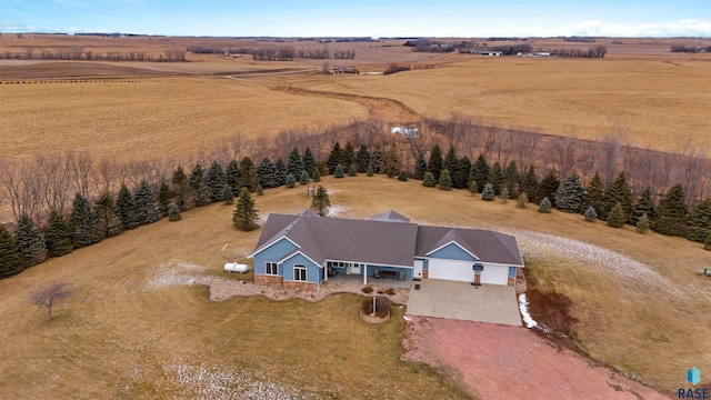 aerial view featuring a rural view