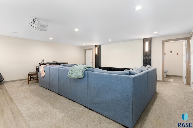 living room featuring light wood-type flooring