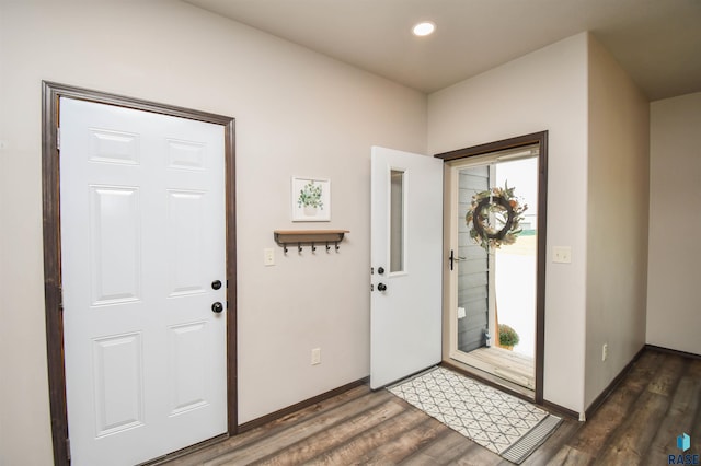 foyer featuring dark hardwood / wood-style floors