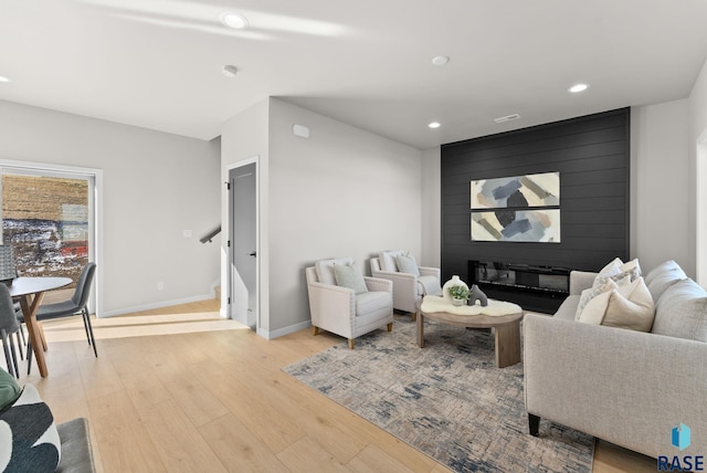 living room featuring light hardwood / wood-style floors