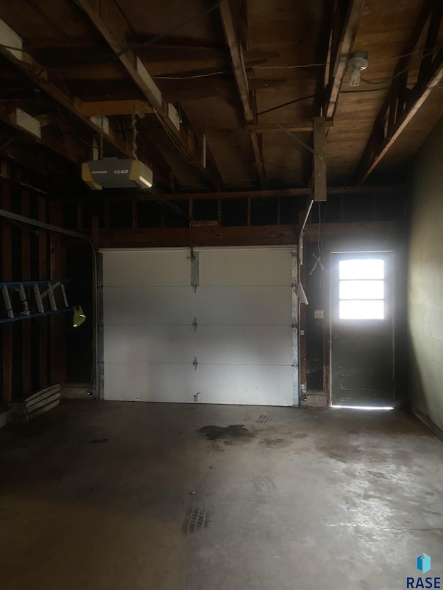 garage with a garage door opener