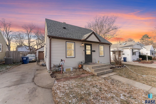 bungalow with central air condition unit