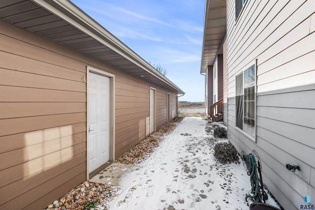 view of snow covered exterior