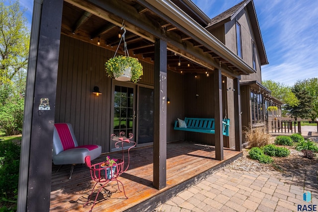 view of patio featuring a wooden deck