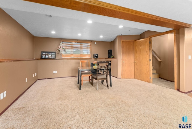 view of carpeted home office