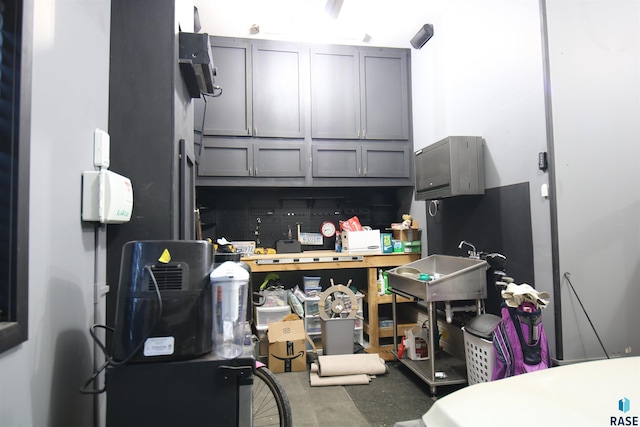 kitchen with gray cabinetry