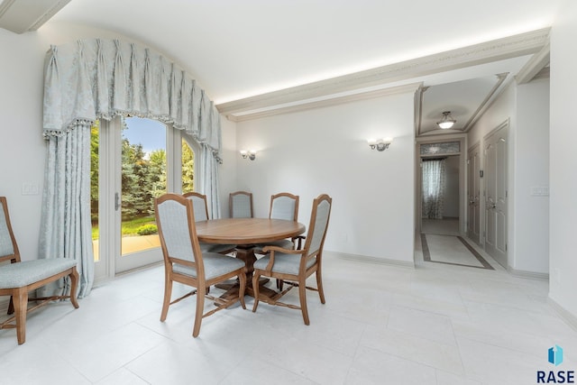 dining room with light tile patterned floors