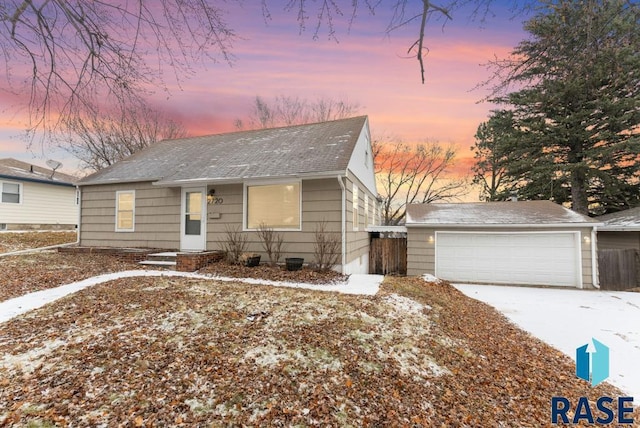 view of front of property with a garage