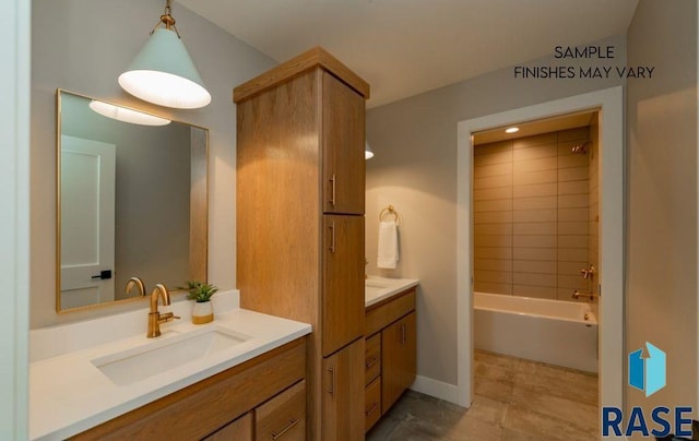 bathroom featuring bathtub / shower combination and vanity