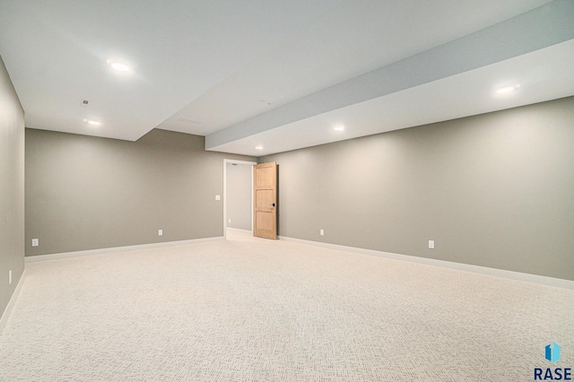 basement featuring carpet