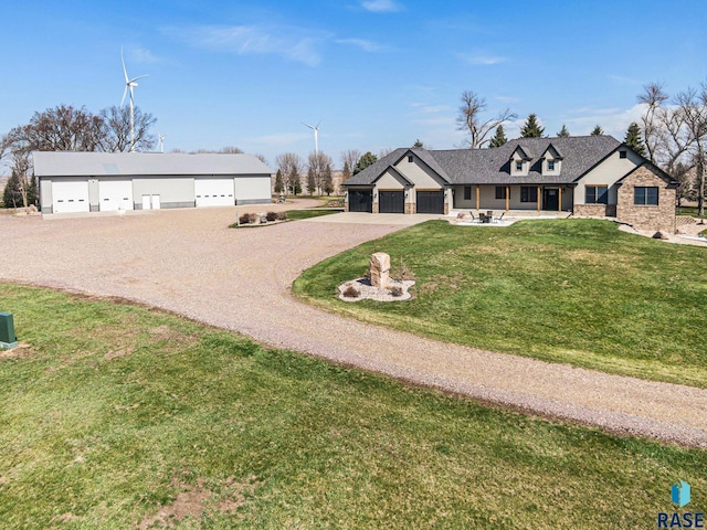 view of front of home with a front lawn