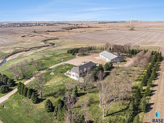 drone / aerial view with a rural view