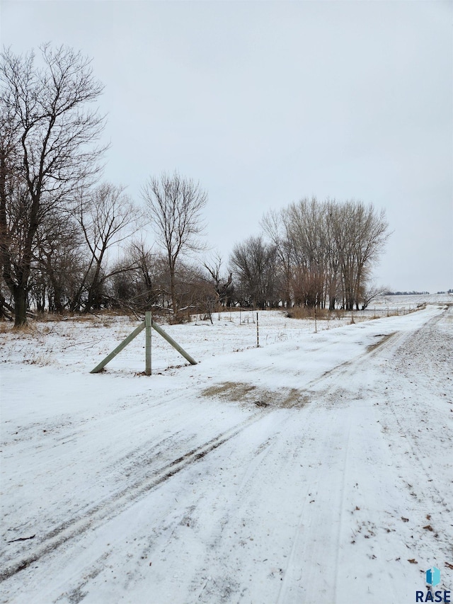 view of yard layered in snow