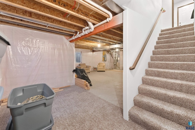 basement with heating unit