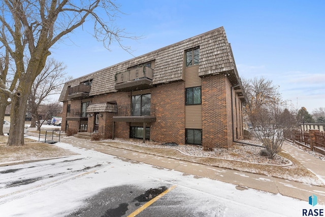 view of snow covered building