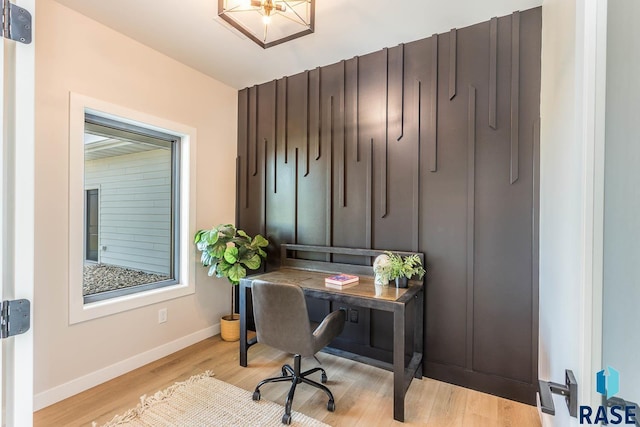 office featuring light wood-type flooring