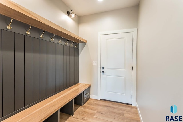 mudroom with light wood-type flooring