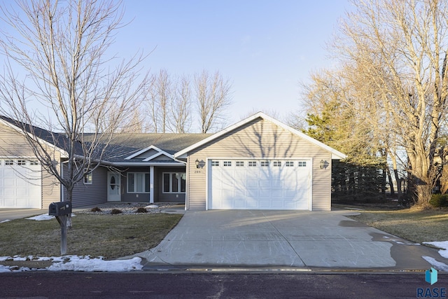 single story home with a garage