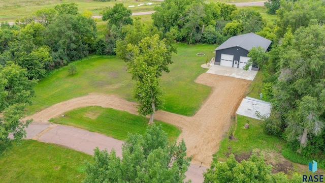 birds eye view of property with a rural view