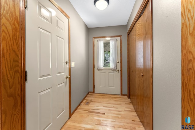 doorway featuring light hardwood / wood-style floors