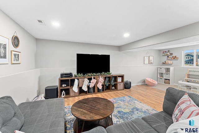 living room featuring wood-type flooring