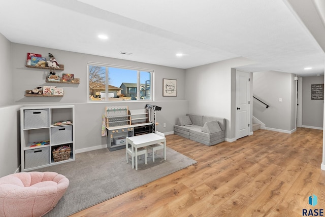 living room with light wood-type flooring