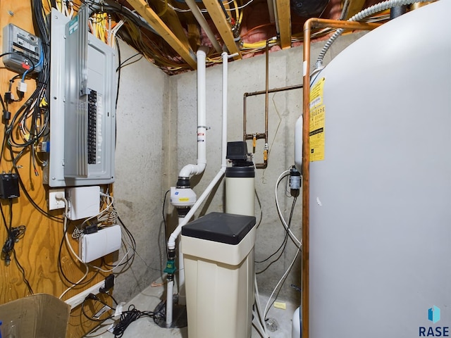 utilities featuring electric panel and gas water heater