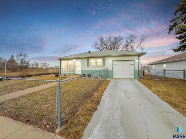 single story home with a garage